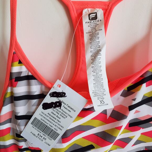 NWT Fabletics Neon Abstract Norwalk Tank - Picture 5 of 5